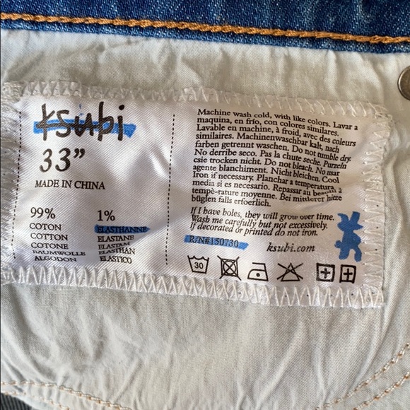 Mens KSUBI Chitch The Streets Size 33 Jeans👖💙🩵 - Picture 8 of 8